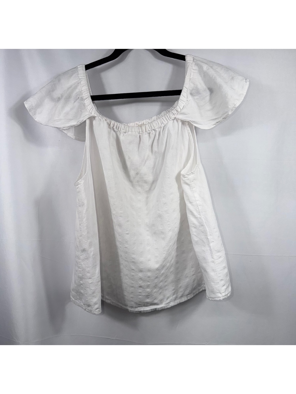 J.Crew Women’s Large White Cotton Cold Shoulder Flutter Sleeve Blouse